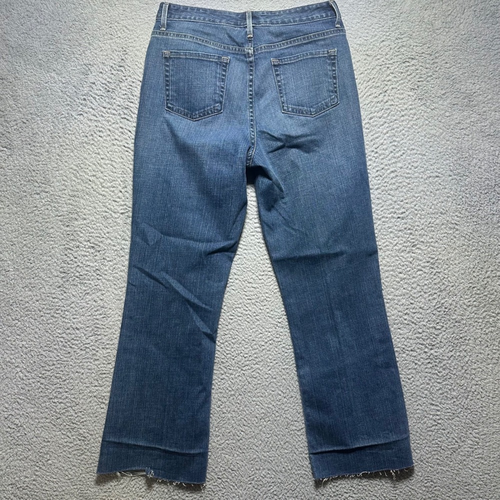 LL Bean Womens Straight Leg Jeans Blue Medium Wash Raw Release Hem 8T Tall